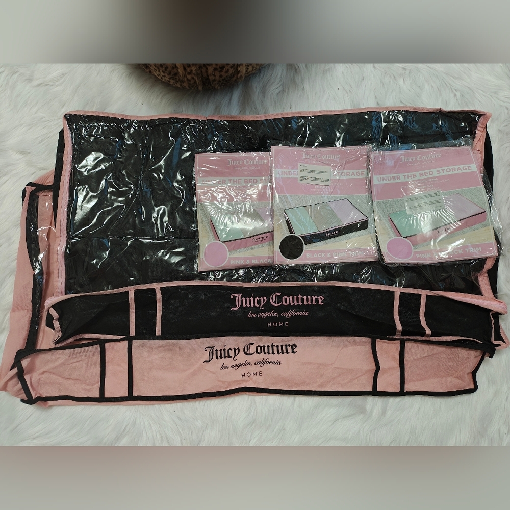 Juicy Couture Under The Bed Storage Bags Black Pink 36 x 20 x 5.5 Lot of 3